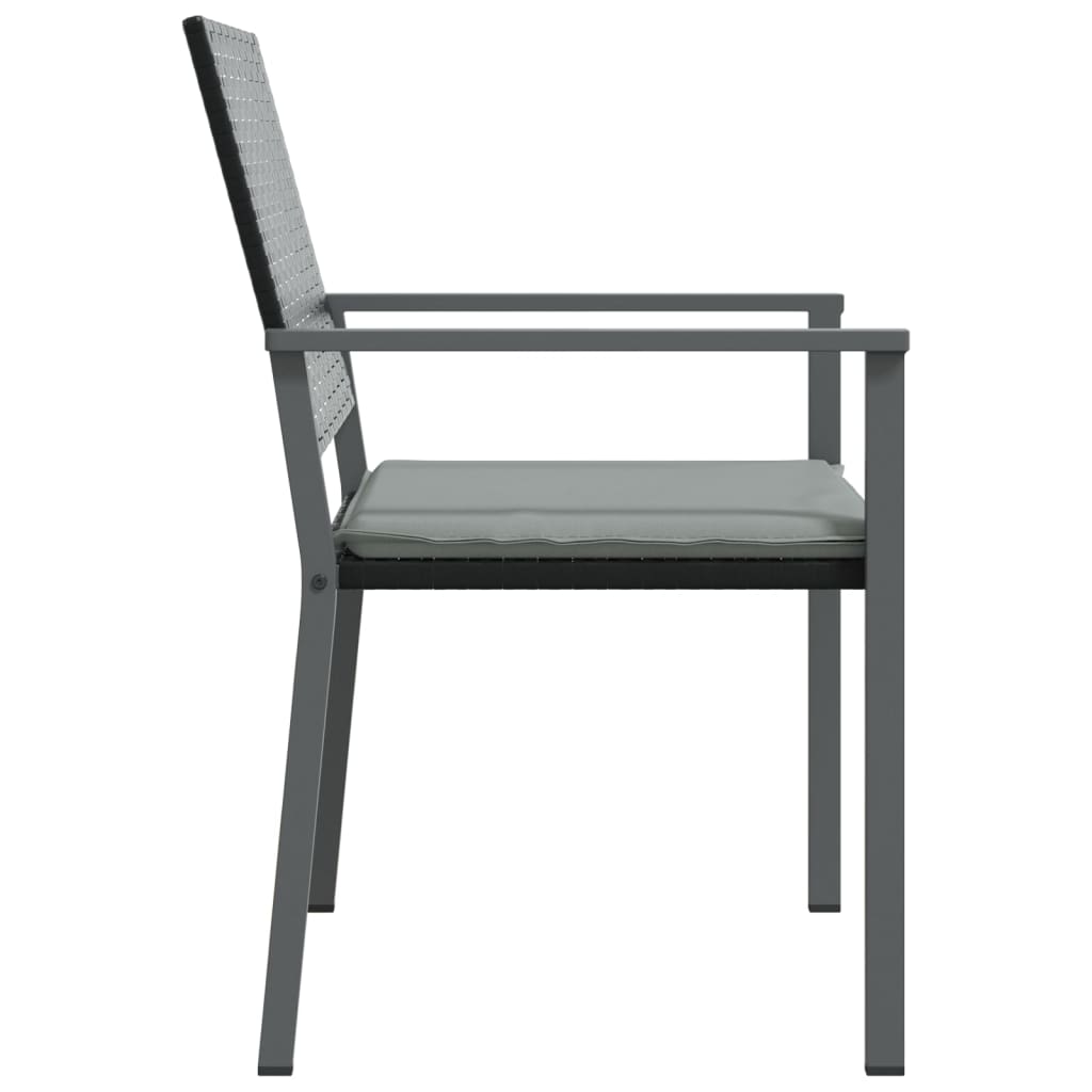 vidaXL Garden dining chairs 4 pcs with cushions 54x62.5x89 cm poly rattan black