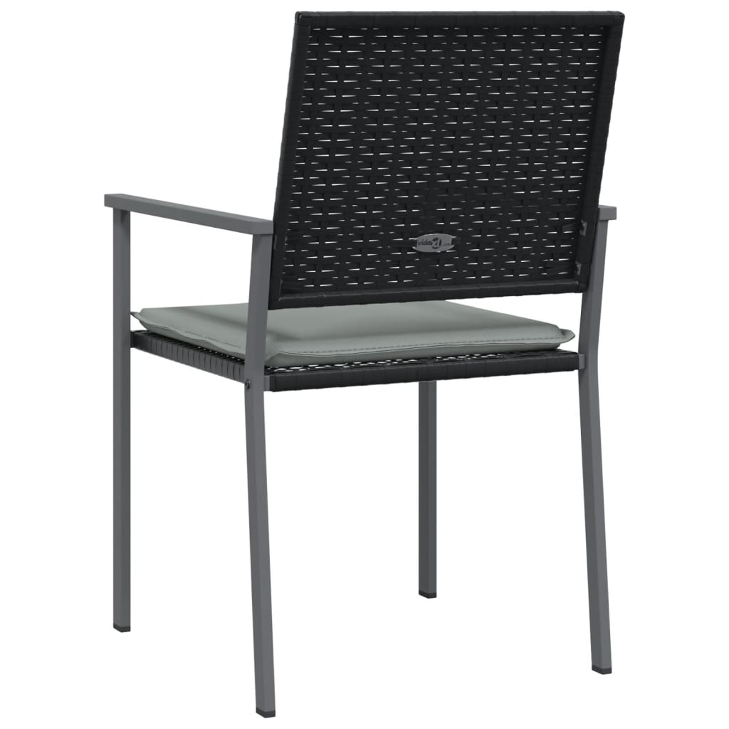 vidaXL Garden dining chairs 4 pcs with cushions 54x62.5x89 cm poly rattan black