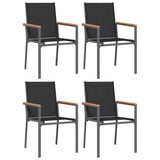 vidaXL Garden Chairs 4 pcs 55x61.5x90 cm Textilene and Steel Black
