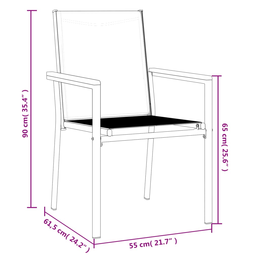vidaXL Garden Chairs 4 pcs 55x61.5x90 cm Textilene and Steel Black