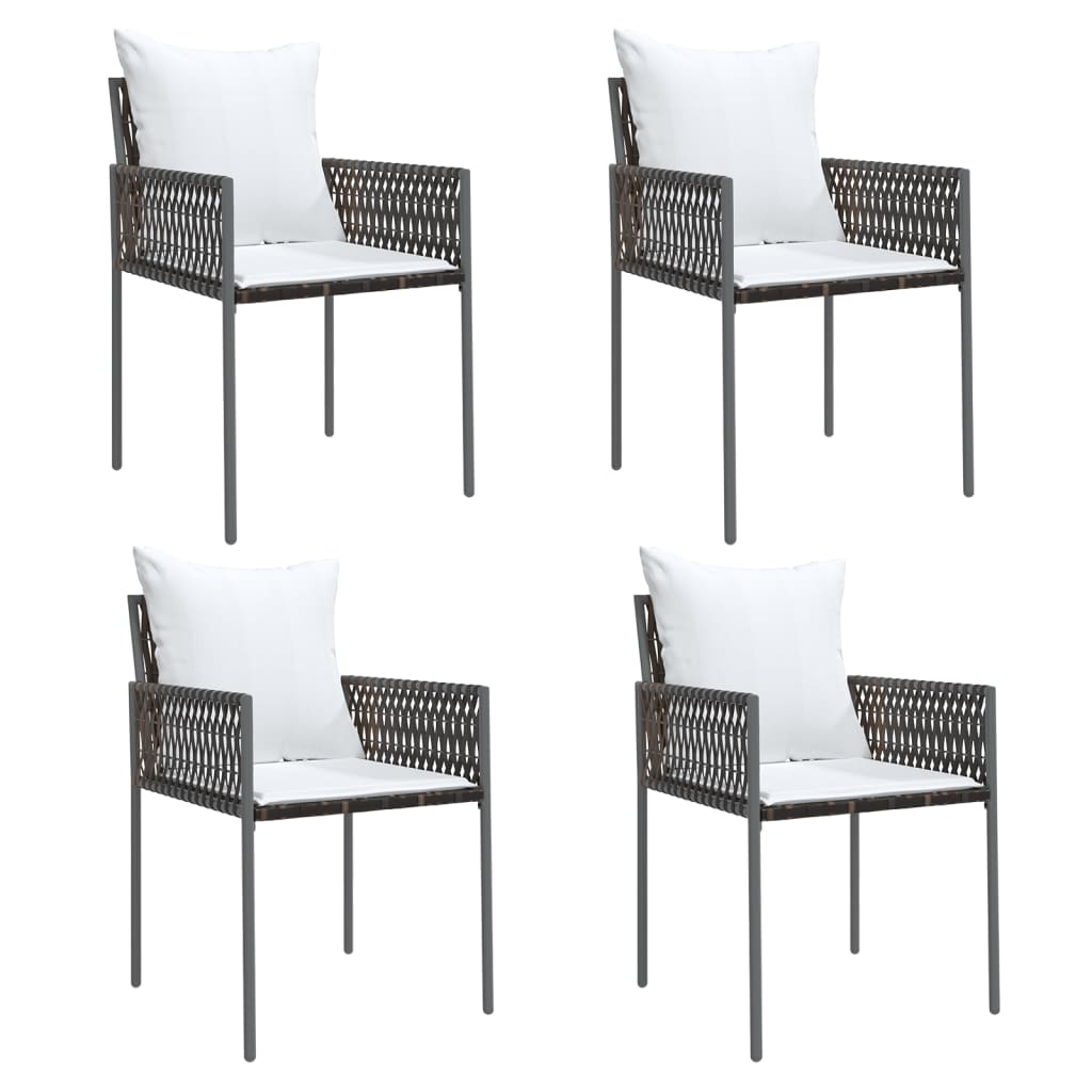 vidaXL Garden Chairs 4 pcs with cushions 54x61x83 cm poly rattan brown