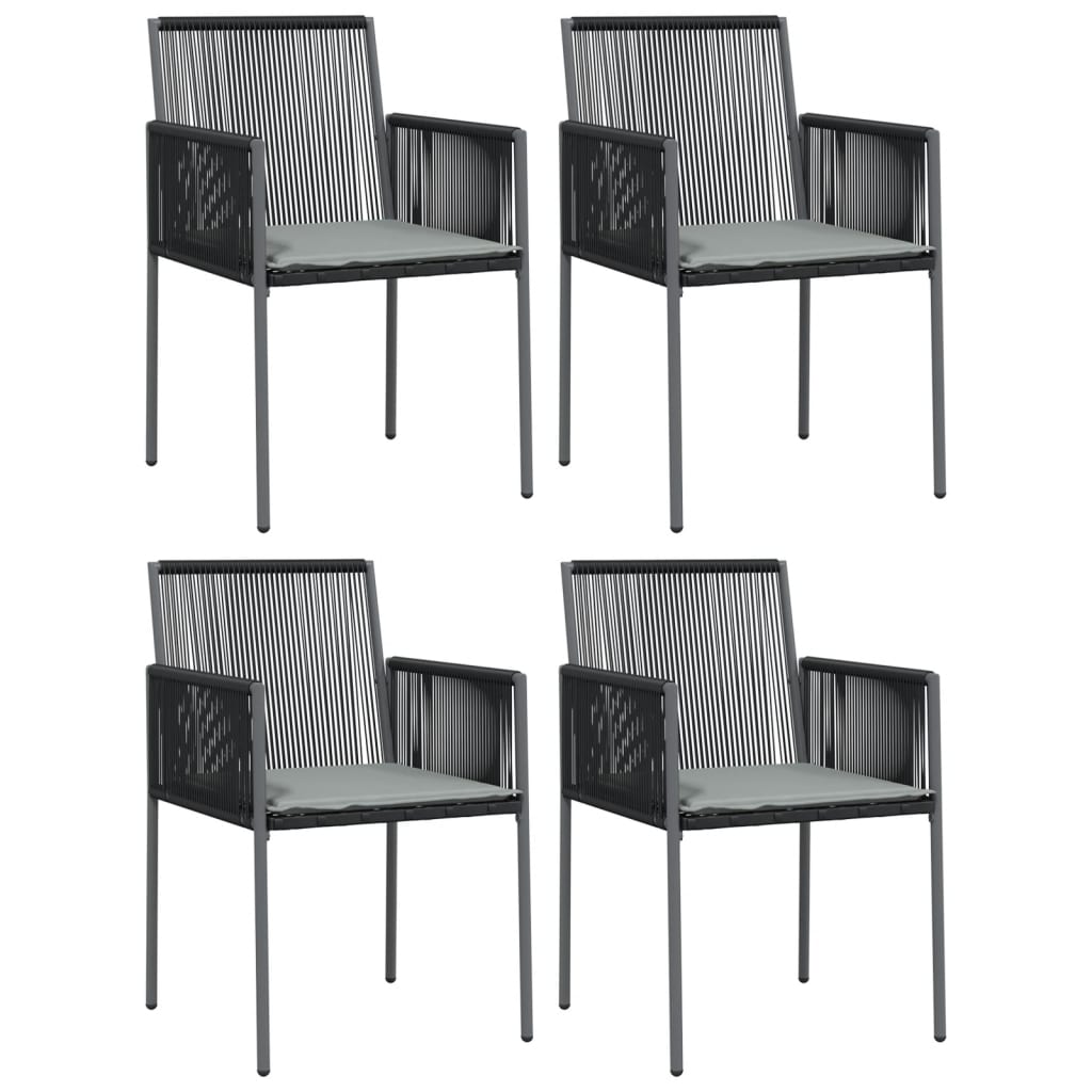 vidaXL Tuinstoelen 4 st met kussens 54x60,5x83,5 cm poly rattan zwart