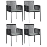 vidaXL Tuinstoelen 4 st met kussens 54x60,5x83,5 cm poly rattan zwart