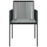 vidaXL Tuinstoelen 4 st met kussens 54x60,5x83,5 cm poly rattan zwart