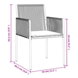 vidaXL Tuinstoelen 4 st met kussens 54x60,5x83,5 cm poly rattan zwart