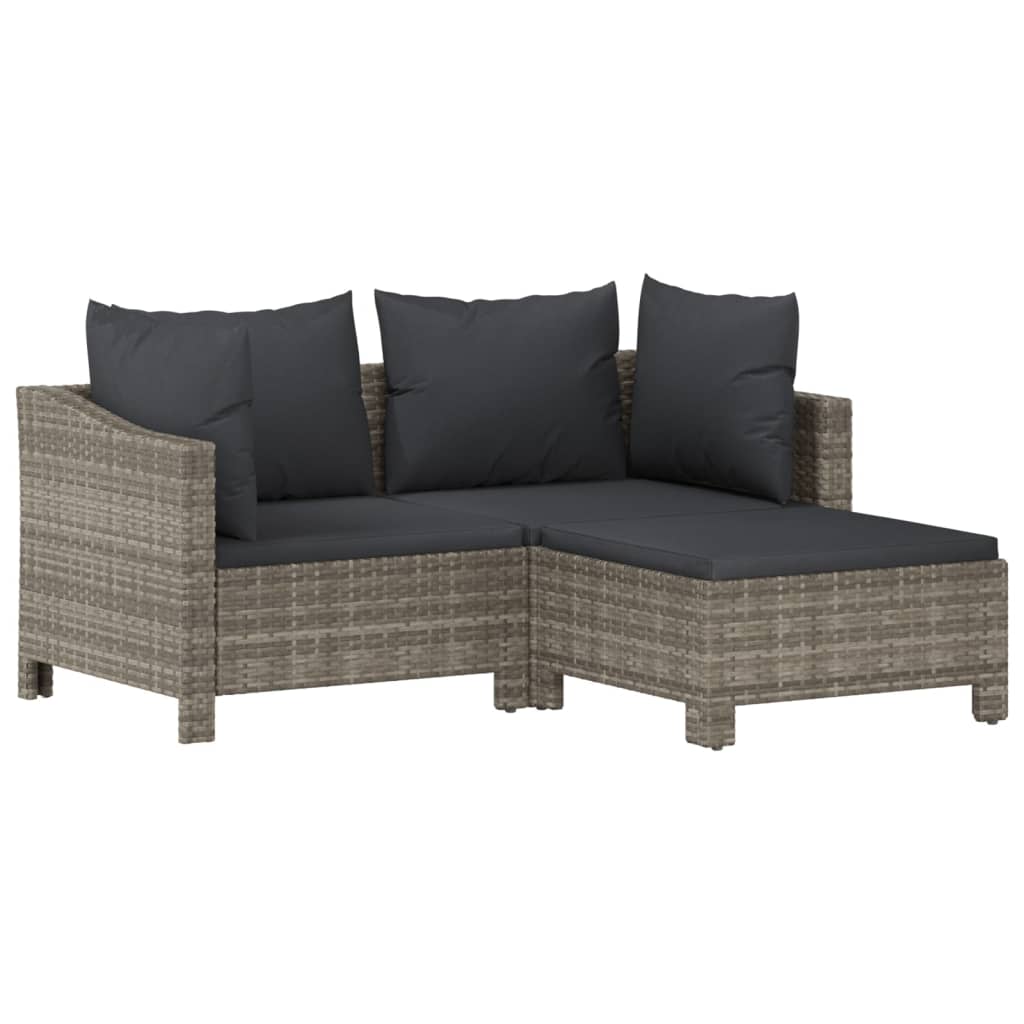 vidaXL 5-delige Loungeset met kussens poly rattan grijs