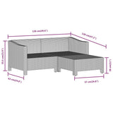 vidaXL 5-delige Loungeset met kussens poly rattan grijs