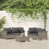 vidaXL 5-delige Loungeset met kussens poly rattan grijs