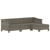 vidaXL 4-delige Loungeset met kussens poly rattan grijs