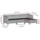 vidaXL 4-delige Loungeset met kussens poly rattan grijs