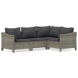 vidaXL 4-Piece Lounge Set with Cushions Poly Rattan Grey