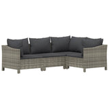 vidaXL 4-Piece Lounge Set with Cushions Poly Rattan Grey