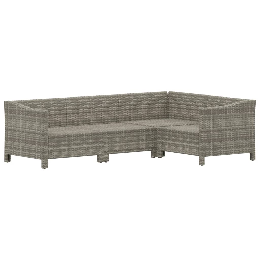 vidaXL 4-Piece Lounge Set with Cushions Poly Rattan Grey