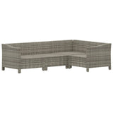 vidaXL 4-Piece Lounge Set with Cushions Poly Rattan Grey