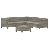 vidaXL 6-delige Loungeset met kussens poly rattan grijs