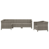 vidaXL 5-Piece Lounge Set with Cushions Poly Rattan Grey