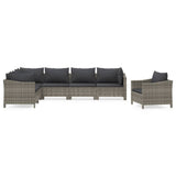 vidaXL 7-Piece Lounge Set with Cushions Poly Rattan Grey