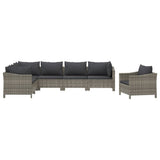 vidaXL 7-Piece Lounge Set with Cushions Poly Rattan Grey