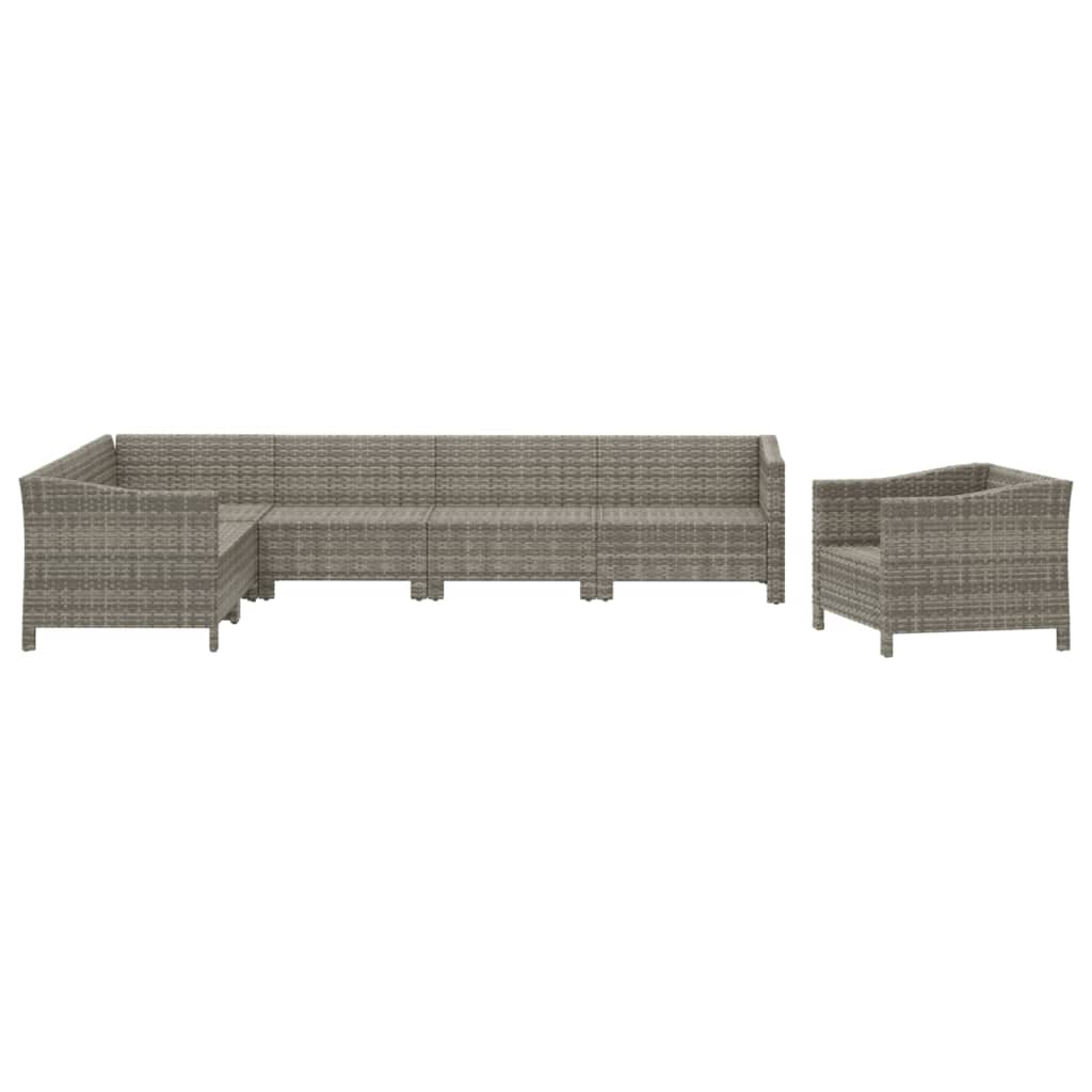 vidaXL 7-Piece Lounge Set with Cushions Poly Rattan Grey