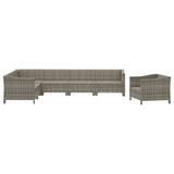 vidaXL 7-Piece Lounge Set with Cushions Poly Rattan Grey