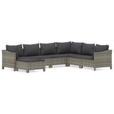 vidaXL 7-Piece Lounge Set with Cushions Poly Rattan Grey