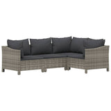 vidaXL 7-Piece Lounge Set with Cushions Poly Rattan Grey