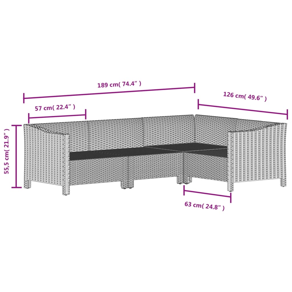 vidaXL 7-Piece Lounge Set with Cushions Poly Rattan Grey