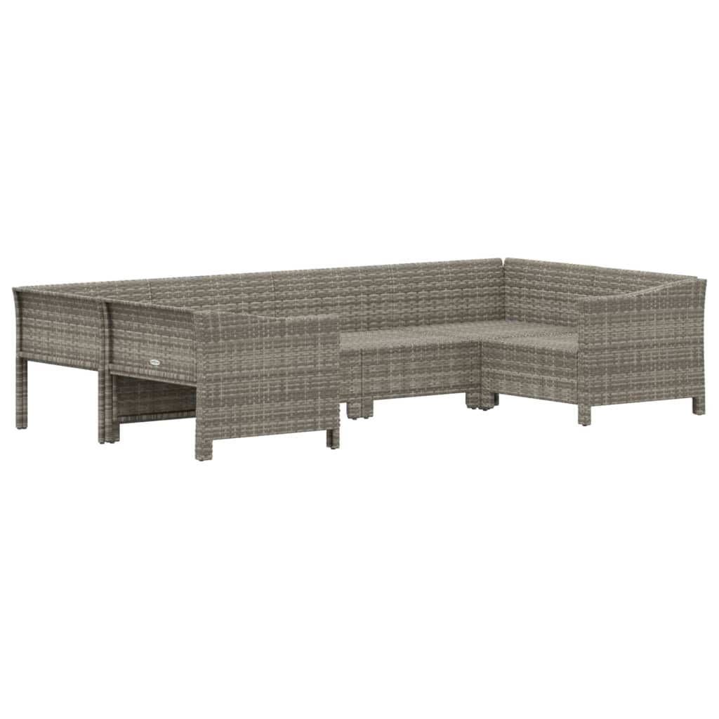 vidaXL 6-delige Loungeset met kussens poly rattan grijs