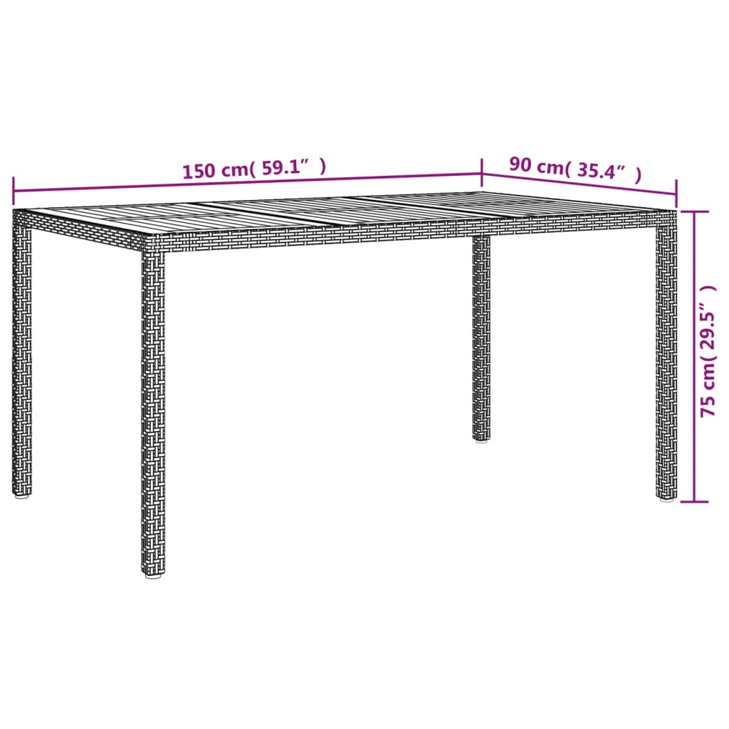 vidaXL 5-delige Tuinset met kussens poly rattan zwart