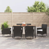 vidaXL 5-delige Tuinset met kussens poly rattan zwart