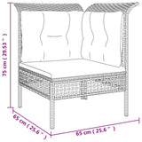 vidaXL 8-delige Loungeset met kussens poly rattan grijs