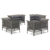 vidaXL 8-delige Loungeset met kussens poly rattan grijs