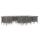 vidaXL 9-piece Lounge Set with Cushions Poly Rattan Grey