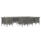 vidaXL 9-piece Lounge Set with Cushions Poly Rattan Grey