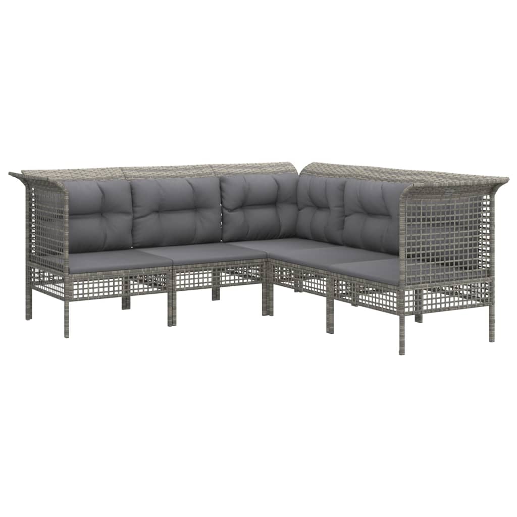 vidaXL 9-piece Lounge Set with Cushions Poly Rattan Grey