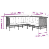 vidaXL 9-piece Lounge Set with Cushions Poly Rattan Grey