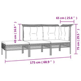 vidaXL 9-piece Lounge Set with Cushions Poly Rattan Grey