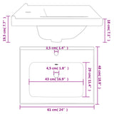 vidaXL Rectangular Wash Basin 61x48x19.5 cm Ceramic White