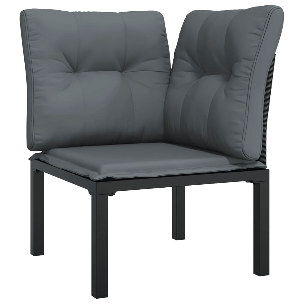 vidaXL 5-delige Loungeset poly rotin noir et gris