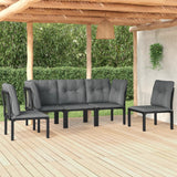 vidaXL 5-delige Loungeset poly rotin noir et gris