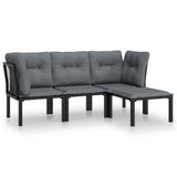 vidaXL 4-delige Loungeset poly rattan zwart en grijs