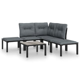 vidaXL 6-Piece Lounge Set Poly Rattan Black and Grey
