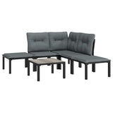 vidaXL 6-Piece Lounge Set Poly Rattan Black and Grey