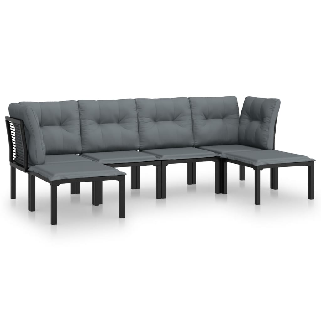 vidaXL 6-Piece Lounge Set Poly Rattan Black and Grey