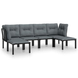 vidaXL 6-Piece Lounge Set Poly Rattan Black and Grey
