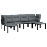 vidaXL 6-Piece Lounge Set Poly Rattan Black and Grey