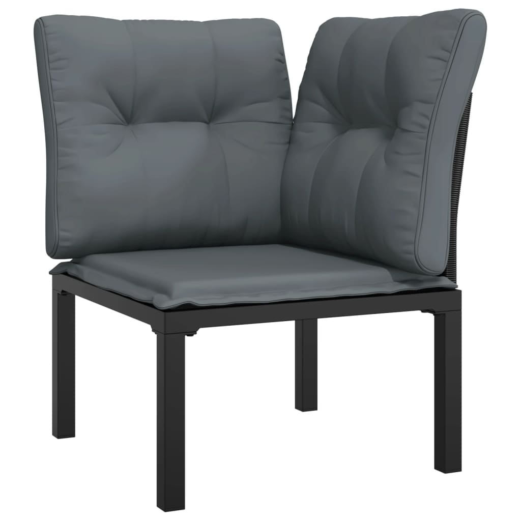 vidaXL 6-Piece Lounge Set Poly Rattan Black and Grey