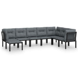 vidaXL 8-delige Loungeset poly rattan zwart en grijs
