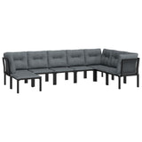 vidaXL 8-delige Loungeset poly rattan zwart en grijs