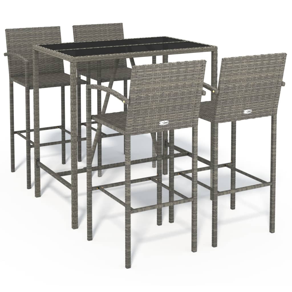 vidaXL 5-piece Garden Bar Set poly rattan black